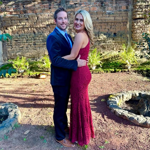 Lulus Splendor of love red wine lace maxi dress - Picture 3 of 4